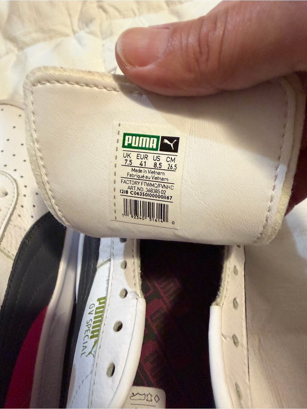 Puma G-Villa White Low-Top Sneakers with Black and Neon Yellow Logo - Picture 4 of 6